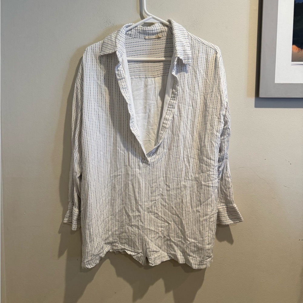 Illa Illa White and Blue Striped Romper‎ Small Blue & White